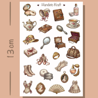 4'lü Vintage Sticker Seti, Planner Etiket, Çıkartma, Ajanda Sticker, Journal Sticker