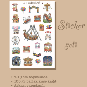Lunapark Temalı Sticker Seti Çıkartma Scrapbook Bullet Journal Etiket Ajanda