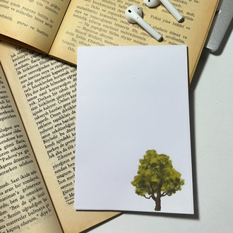 Ağaç Temalı Notepad Çek Kopar Defter, Tutkallı Bloknot, A6, Çizgisiz Defter