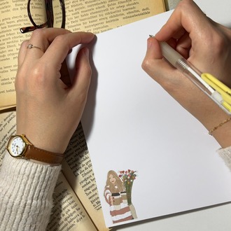 Kahve ve çiçek temalı notepad/memopad