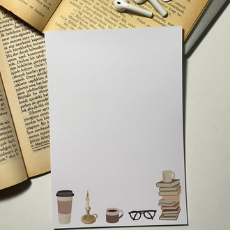 Kitap kahve temalı notepad