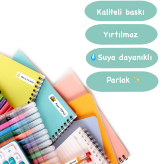 72 Adet Güneş Temalı Kişiye Özel Okul Etiketi İsim Yazılabilen Etiket Kalem Defter Etiket