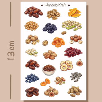 Kurumeyve ve Kuruyemiş Temalı Sticker Seti Çıkartma Scrapbook Bullet Journal