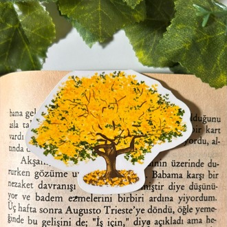 Mıknatıslı Sarı Ağaç kitap ayracı, Magnetli kitap ayracı, Manyetik kitap ayracı