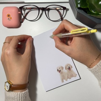Köpek temalı notepad /Çek kopar not defteri, A6 boyutu, 40 sf., Tutkalla birleştirilmiştir.