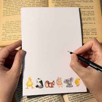 Sevimli Hayvanlar Notepad Çek Kopar Defter, Tutkallı Bloknot, A5, Çizgisiz Defter