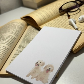 Köpek temalı notepad /Çek kopar not defteri, A6 boyutu, 40 sf., Tutkalla birleştirilmiştir.