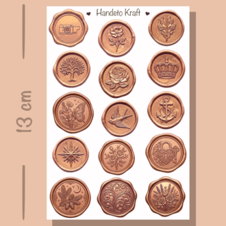 4'lü Mum Mühür Görünümlü Rose Gold Desen Sticker Seti Bullet Journal Scrapbook Paketleme