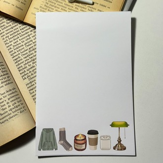 Cozy Temalı Notepad Çek Kopar Defter, Tutkallı Bloknot, A5, Çizgisiz Defter