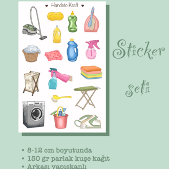Temizlik Sticker Seti, Planner Etiket, Çıkartma, Scrapbook, Journal Sticker