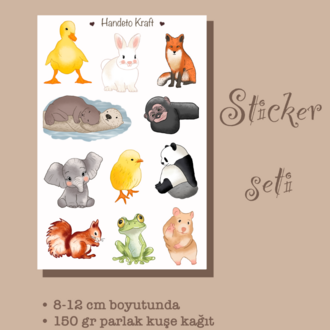Sevimli Hayvanlar Sticker Seti, Planner Etiket, Çıkartma, Scrapbook, Journal Sticker