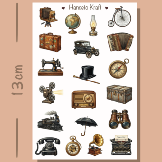 4'lü Vintage Sticker Seti, Planner Etiket, Çıkartma, Ajanda Sticker, Journal Sticker