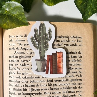 Kitaplık ve kaktüs temalı mıknatıslı kitap ayracı