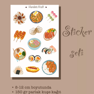 4'lü Dünya Yemekleri Sticker Seti, Planner Etiket, Çıkartma, Çoklu Sticker, Journal Sticker