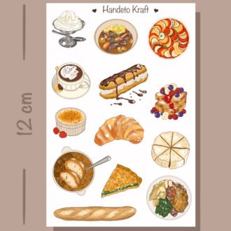Fransız Yemekleri Sticker, Planner Etiket, Çıkartma, Scrapbook, Journal Sticker