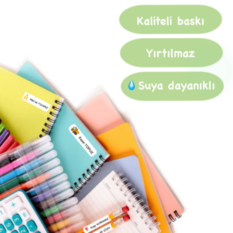 72 Adet Kelebek Temalı Kişiye Özel Okul Etiketi İsim Yazılabilen Etiket Kalem Defter Etiket