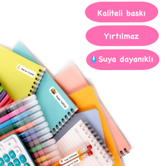 72 Adet Unicorn Temalı Kişiye Özel Okul Etiketi İsim Yazılabilen Etiket Kalem Defter Etiket