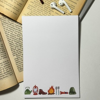 Kamp Temalı Notepad Çek Kopar Defter, Tutkallı Bloknot, A5, Çizgisiz Defter