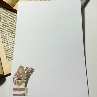 Kahve ve çiçek temalı notepad/memopad
