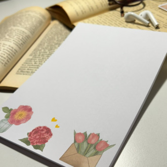Pembe çiçek temalı notepad /Çek kopar not defteri