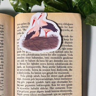 Leylek temalı mıknatıslı kitap ayracı