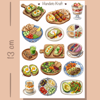 8'lü Sağlıklı Yemekler ve Diyet Sticker Seti, Planner Etiket, Çıkartma, Ajanda Sticker