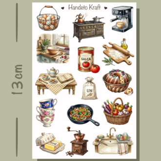 4'lü Mutfak Sticker Seti, Planner Etiket, Çıkartma, Ajanda Sticker, Journal Sticker