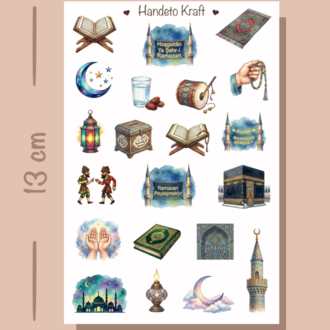 4'lü Ramazan Temalı Sticker Seti, Planner Etiket, Çıkartma, Çoklu Sticker, Journal Sticker