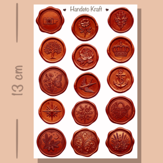 4'lü Mum Mühür Görünümlü Bordo Gold Desen Sticker Seti Bullet Journal Scrapbook Paketleme