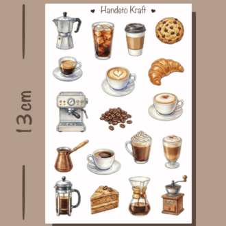 4'lü Çay ve Kahve Sticker Seti, Türk Kahvesi Sticker, Journal Sticker