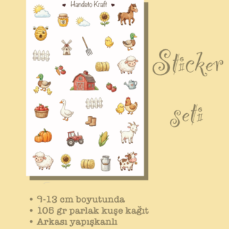 Çiftlik Temalı Sticker Seti Çıkartma Scrapbook Bullet Journal Etiket Ajanda
