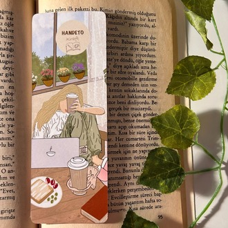 Kahve ve iş temalı kitap ayracı