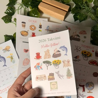 2026 renkli masa takvimi ahşap tabanlı masa takvimi