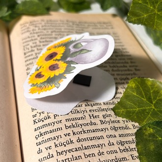 Saksıda ayçiçeği temalı mıknatıslı kitap ayracı