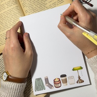 Cozy Temalı Notepad Çek Kopar Defter, Tutkallı Bloknot, A5, Çizgisiz Defter