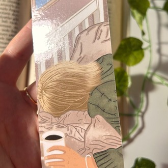 Uyku ve kahve temalı kitap ayracı