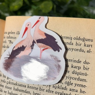 Leylek temalı mıknatıslı kitap ayracı
