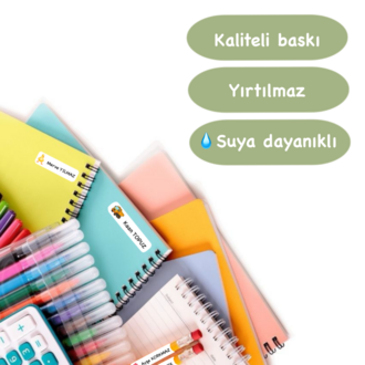 72 Adet Safari Temalı Kişiye Özel Okul Etiketi İsim Yazılabilen Etiket Kalem Defter Etiket
