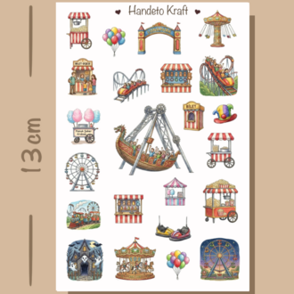 Lunapark Temalı Sticker Seti Çıkartma Scrapbook Bullet Journal Etiket Ajanda