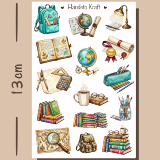 4'lü Vintage Ders Çalışma Sticker Seti, Planner Etiket, Çıkartma