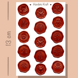 4'lü Mum Mühür Görünümlü Bordo Gold Desen Sticker Seti Bullet Journal Scrapbook Paketleme