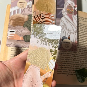 Çoklu kitap ayracı, 4 adet, el yapımı kısa sarı saç temalı