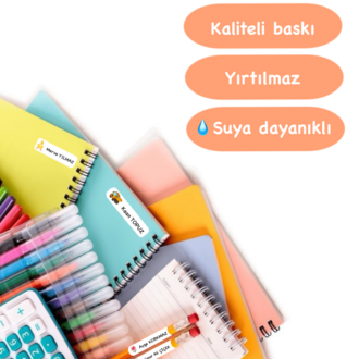72 Adet Safari Temalı Kişiye Özel Okul Etiketi İsim Yazılabilen Etiket Kalem Defter Etiket