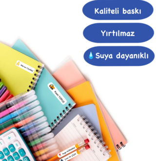 72 Adet Araba Temalı Kişiye Özel Okul Etiketi İsim Yazılabilen Etiket Kalem Defter Etiket