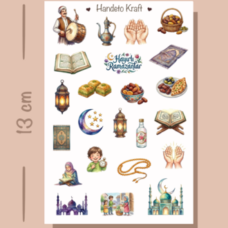 4'lü Ramazan Temalı Sticker Seti, Planner Etiket, Çıkartma, Çoklu Sticker, Journal Sticker