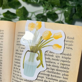 4'lü çiçek temalı mıknatıslı kitap ayracı