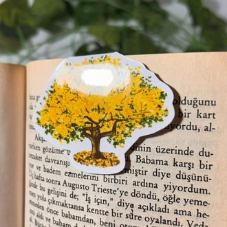 Mıknatıslı Sarı Ağaç kitap ayracı, Magnetli kitap ayracı, Manyetik kitap ayracı