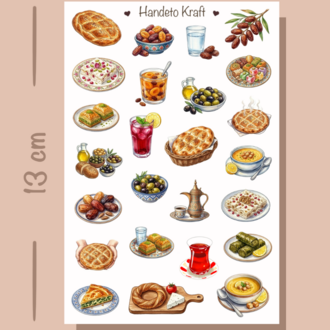 4'lü Ramazan Temalı Sticker Seti, Planner Etiket, Çıkartma, Çoklu Sticker, Journal Sticker