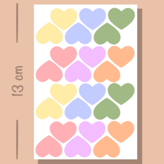 72 Adet Renkli Kalpli Sticker Seti Kalp Etiket Çıkartma Scrapbook Renkli Kalp Sticker