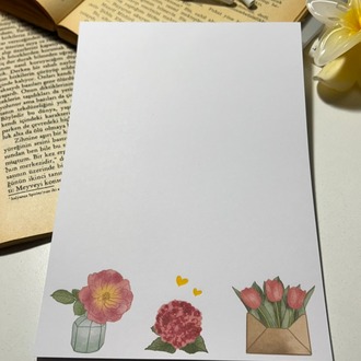 Pembe çiçek temalı notepad /Çek kopar not defteri